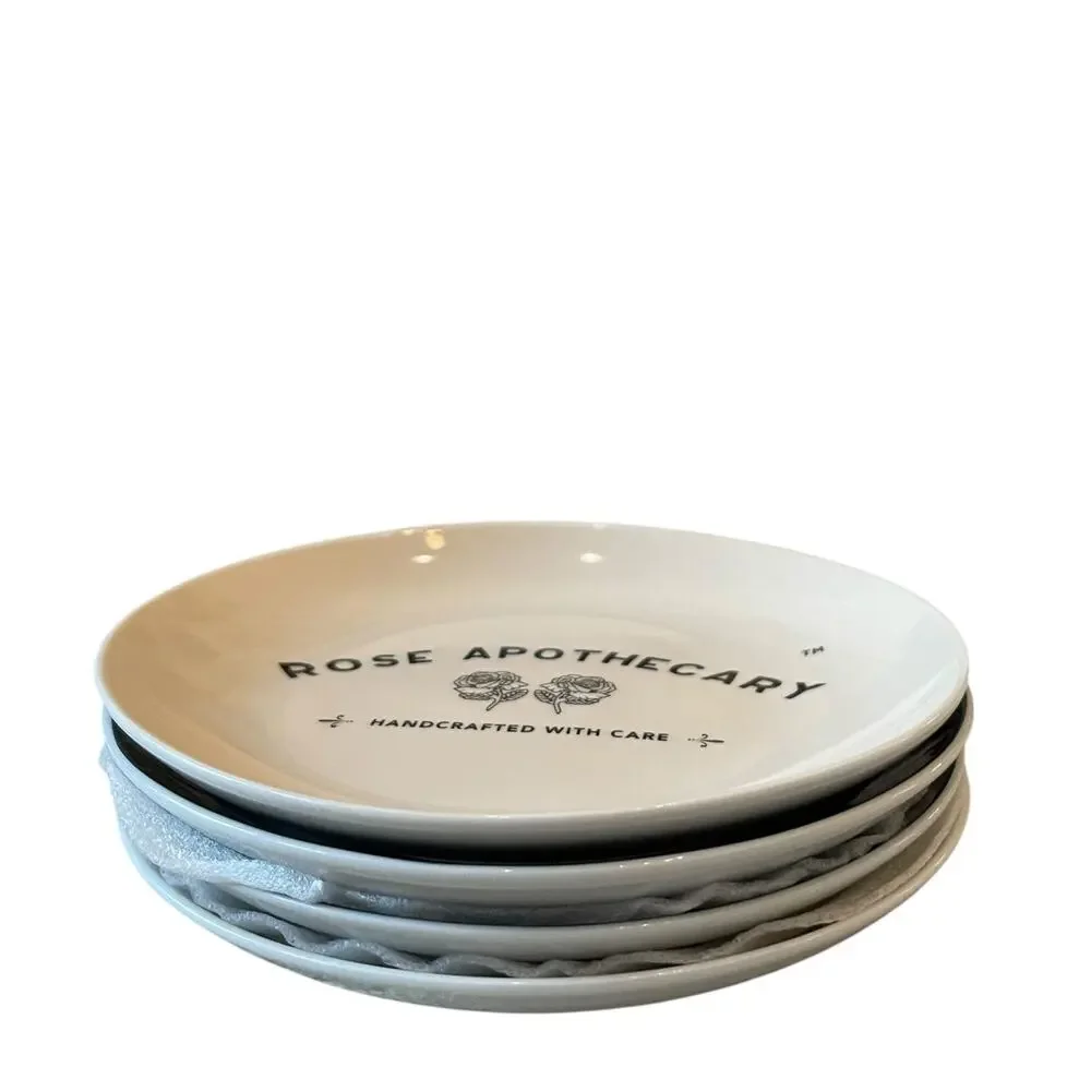 4pc Schitts Creek Halloween Rose Apothecary Appetizer Plates 6in Black Ivory NEW